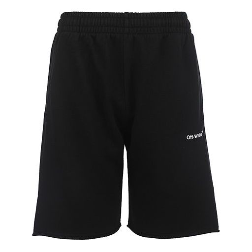 Image of Men's OFF-WHITE SS22 Side Logo Arrow Printing Shorts Loose Fit Black OMCI012C99F
