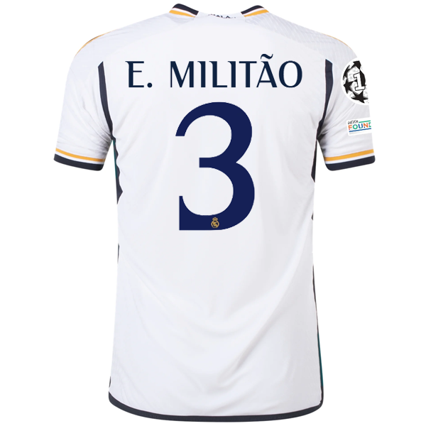 Image of adidas Real Madrid Authentic Eder Militao Home Jersey w/ Champions League + Club