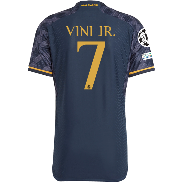 adidas Real Madrid Authentic Vini Jr. Away Jersey w/ Champions League + Club Wor