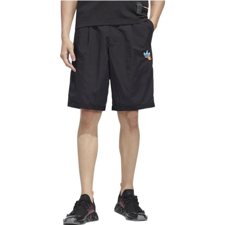 Image of Men's adidas originals Y2K Shorts 2 Solid Color Logo Pattern Straight Sports Bla
