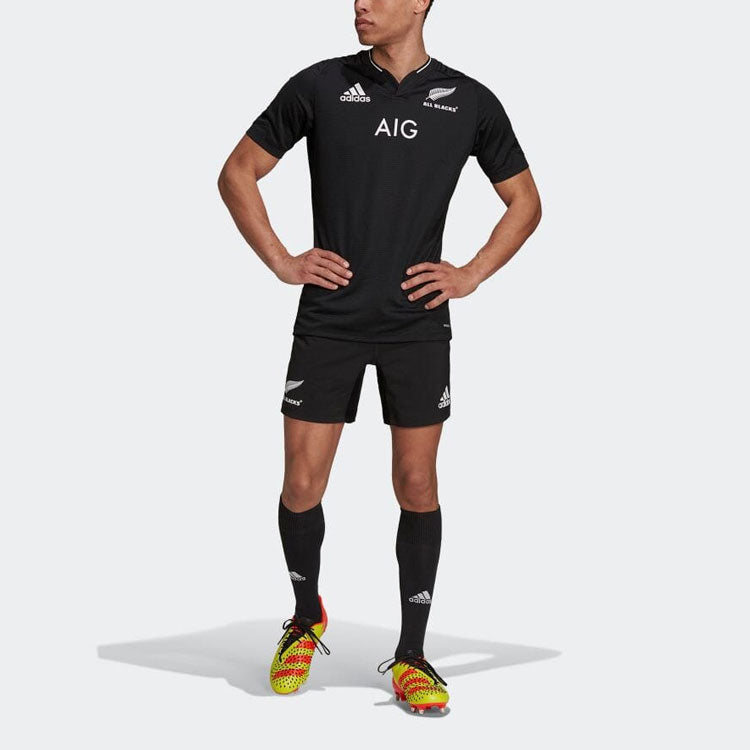 Men's adidas Solid Color Logo Printing Rugby Sports Shorts Black GU1913