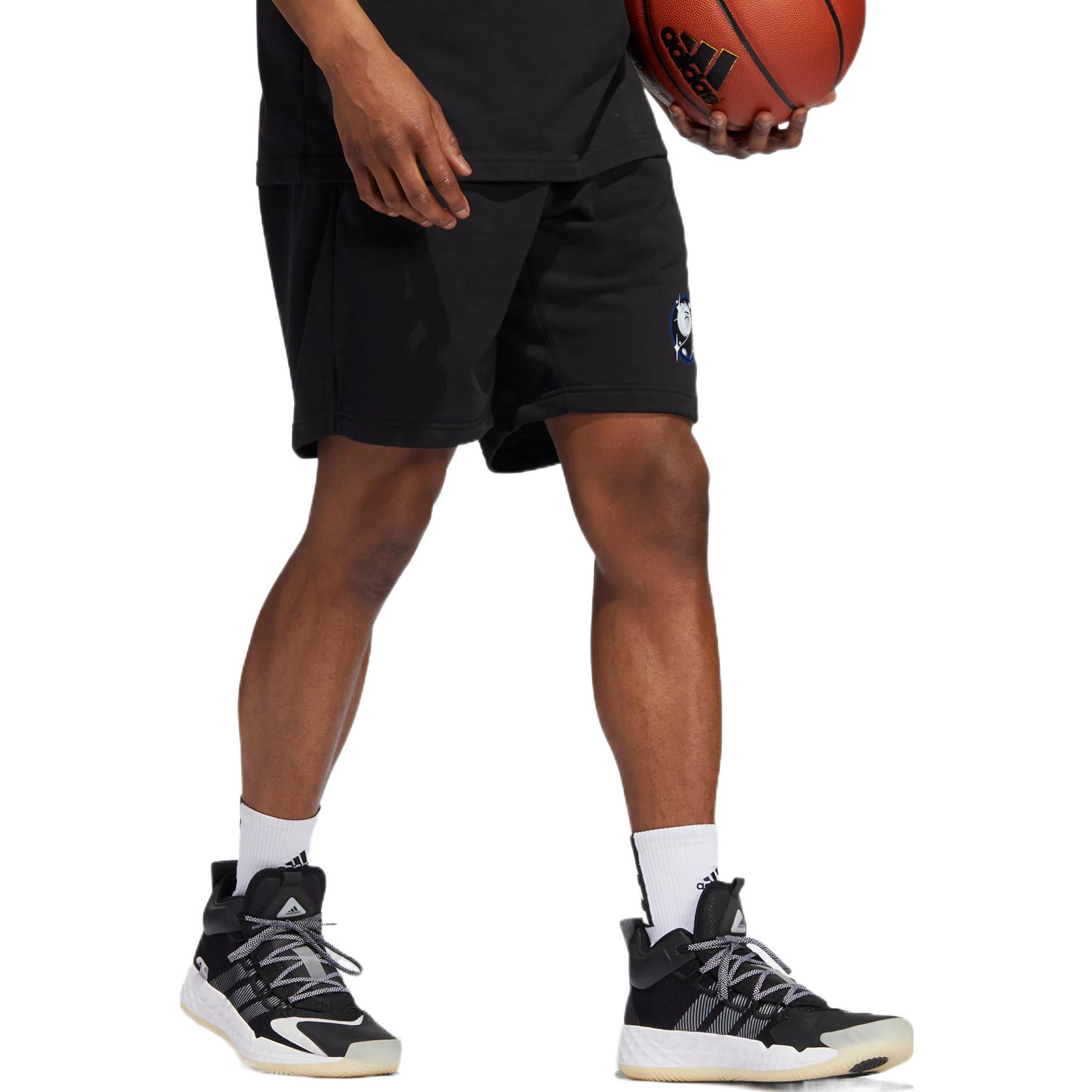 Men's adidas Tmac Short Solid Color Logo Printing Drawstring Lacing Straight Sho
