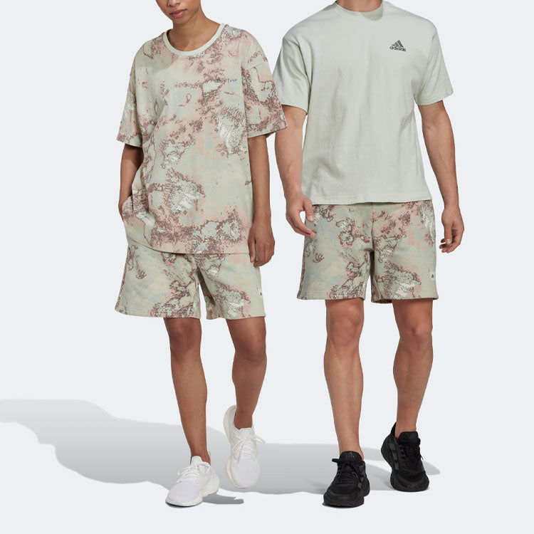Image of adidas Printing Lacing Straight Casual Shorts Unisex Green HG6440