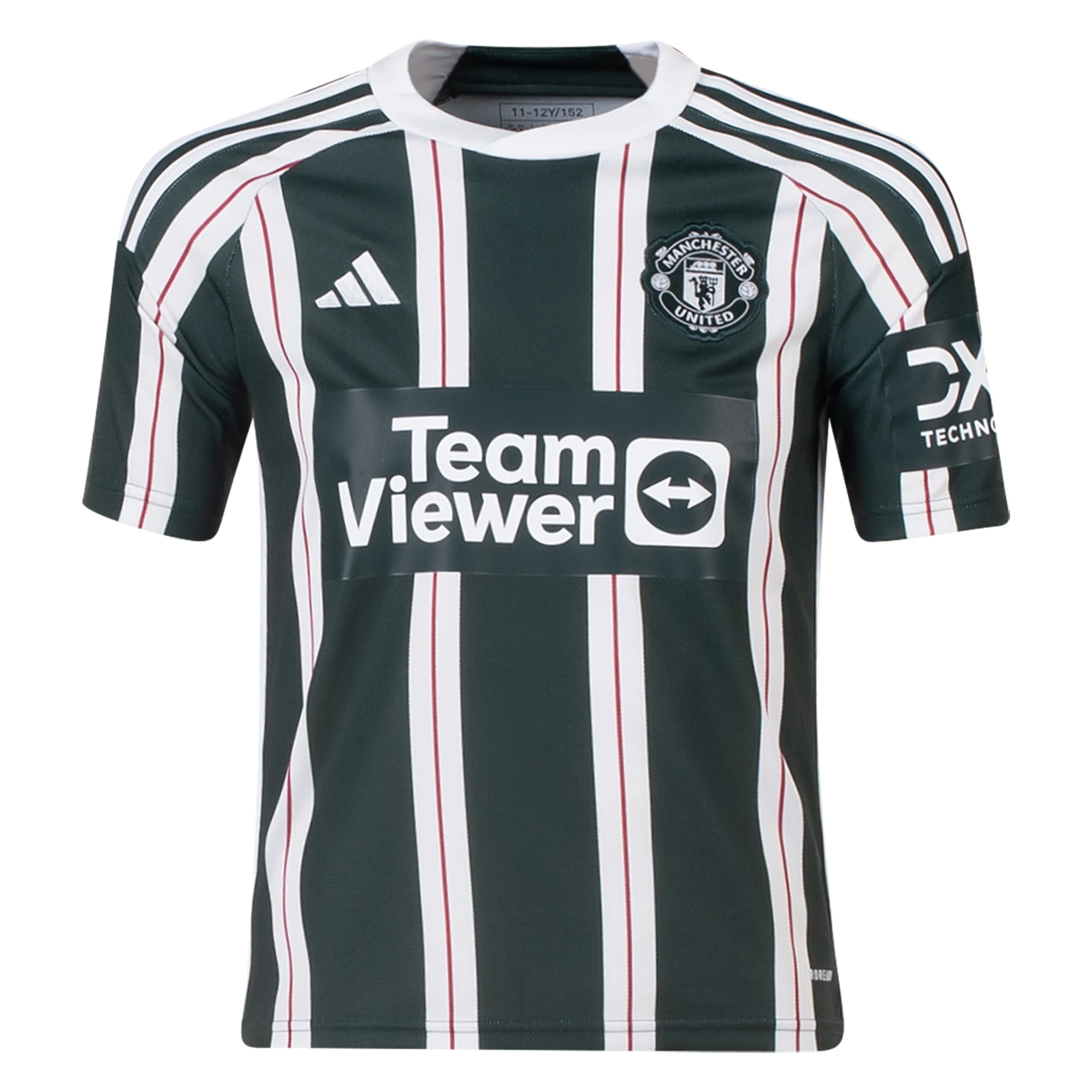 Image of adidas Youth Manchester United Rasmus Hojlund Away Jersey 23/24 (Green Night/Cor