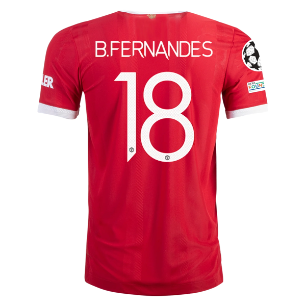 Image of adidas Authentic Manchester United Bruno Fernandes Home Jersey w/ Champions Leag