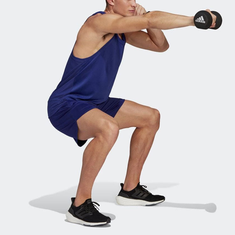 Image of Lockere, lässige Shorts mit geradem Bein und adidas Logo für Herren, Marineblau, HC4224