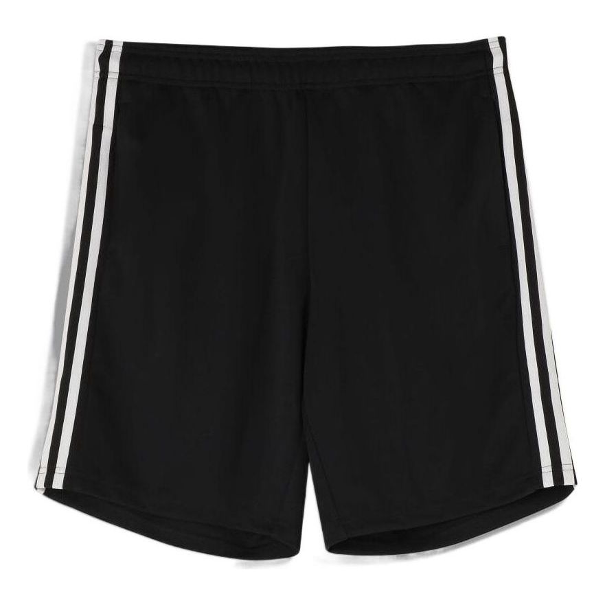 Image of Men's adidas Solid Color Side 3 Stripe Elastic Waistband Sports Shorts Black FM5