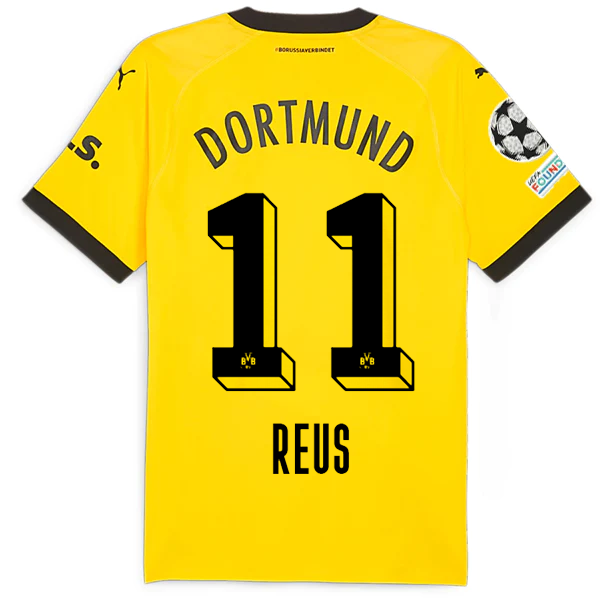 Puma Borussia Dortmund Authentic Marco Reus Home Jersey w/ Champions League Patc
