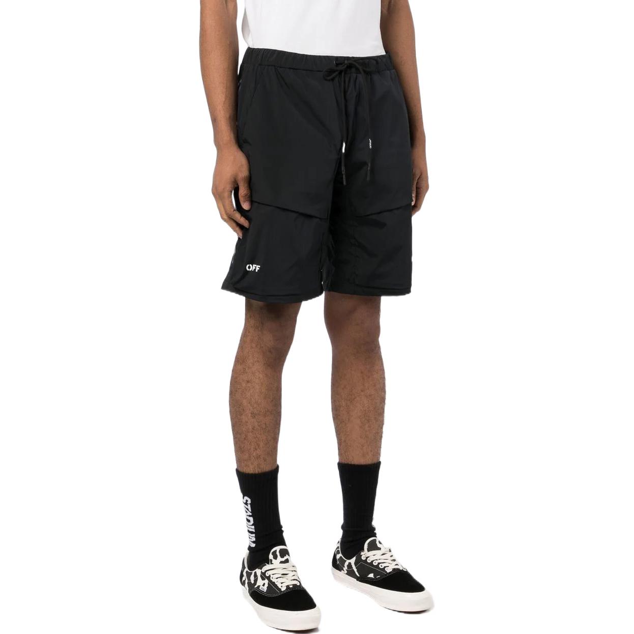 Men's OFF-WHITE SS22 Solid Color Drawstring Straight Shorts Black OMVH019C99FAB0