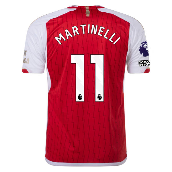 adidas Arsenal Gabriel Martinelli Home Jersey 23/24 w/ EPL + No Room For Racism