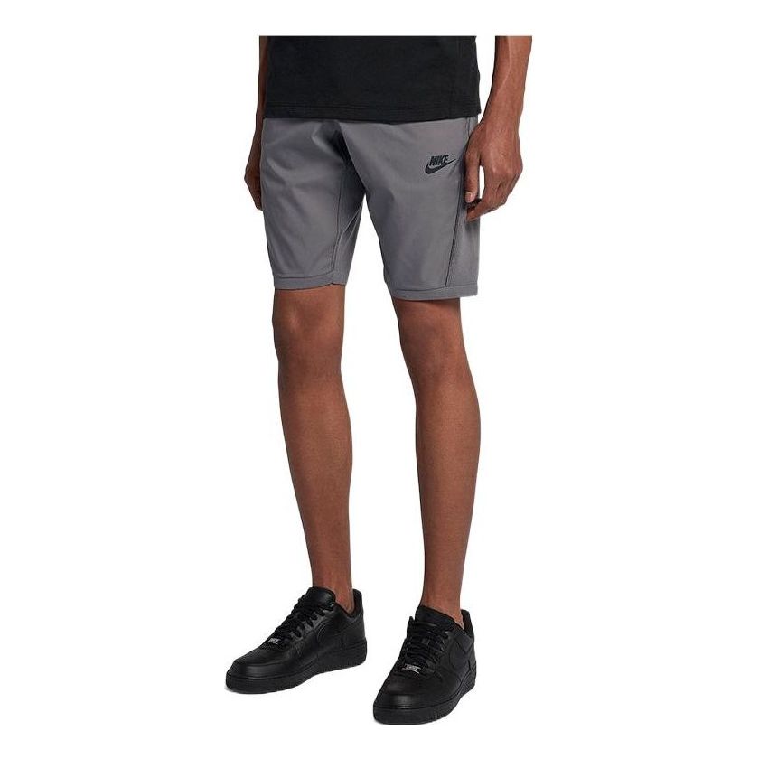Image of Men's Nike Solid Color Logo Drawstring Shorts Gray 886180-036