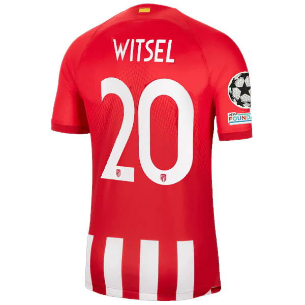 Image of Nike Atletico Madrid Axel Witsel Home Jersey w/ Champions League Patches 23/24 (