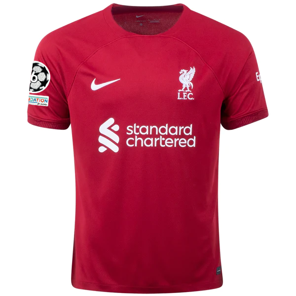 Image of Nike Liverpool Konstantinos Tsimikas Home Jersey w/ Champions League Patches 22/