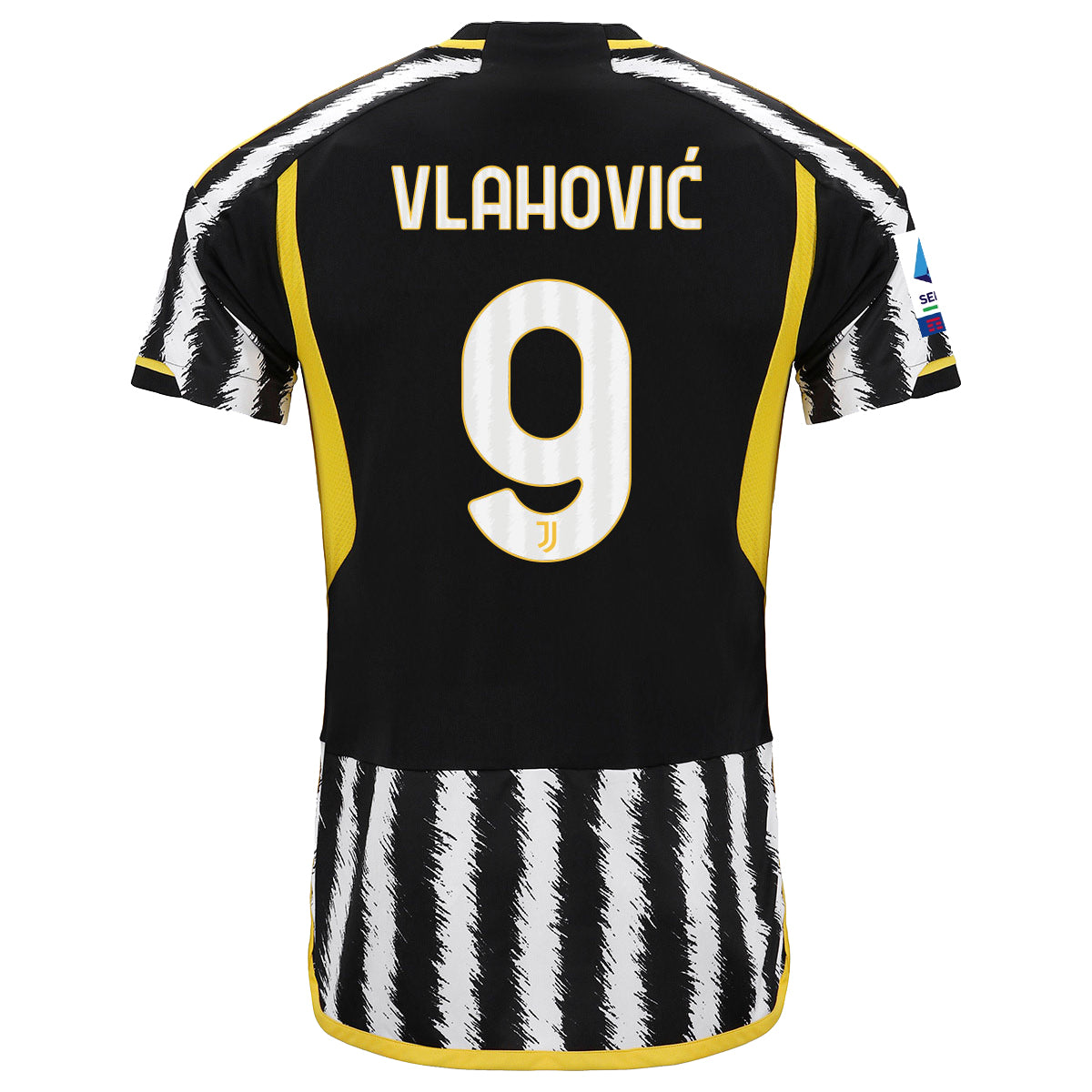 adidas Vlahovic Juventus Home Authentic Jersey 23/24 w/ Serie A Patch (Black/Whi