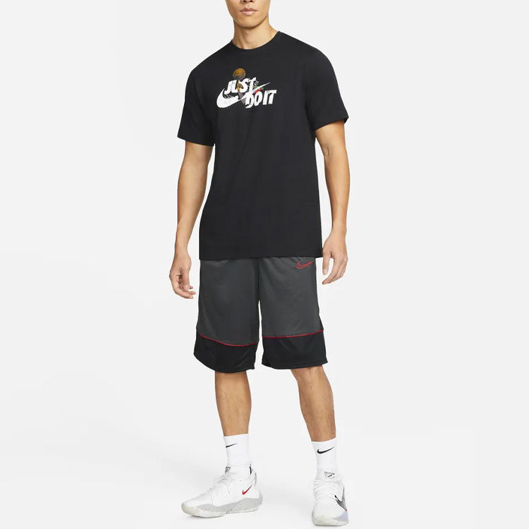 Image of Men's Nike Dri-FIT Contrast Color Stitching Elastic Waistband Sports Black Gray