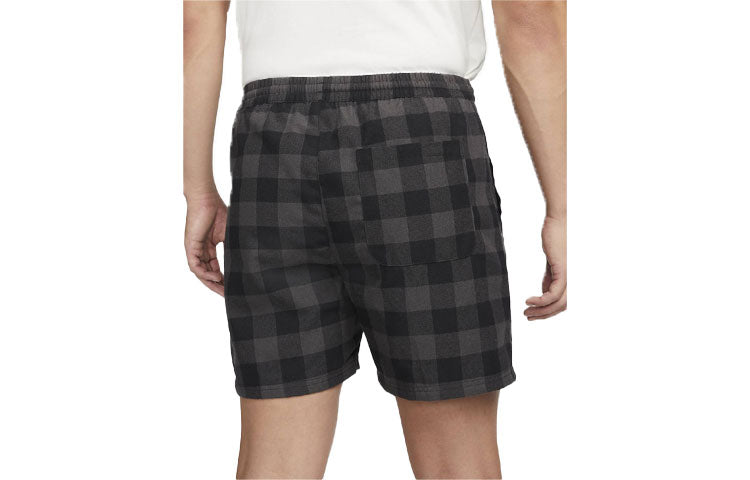Image of Nike Plaid Straight Casual Shorts Black Gray DQ5187-010