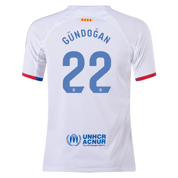 Nike Youth Barcelona Ilkay Gundogan Away Jersey 23/24 (White/Royal Blue)