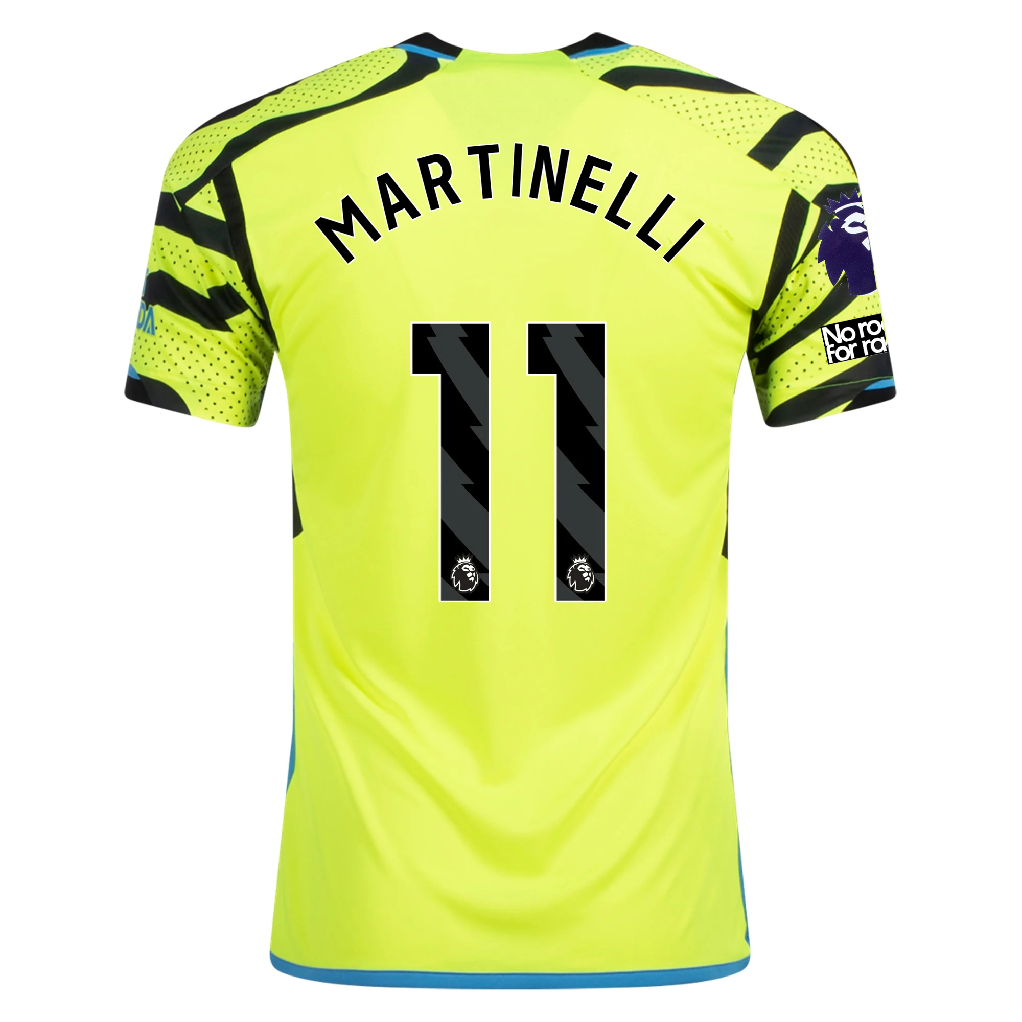 Image of adidas Arsenal Gabriel Martinelli Away Jersey w/ EPL + No Room For Racism Patche