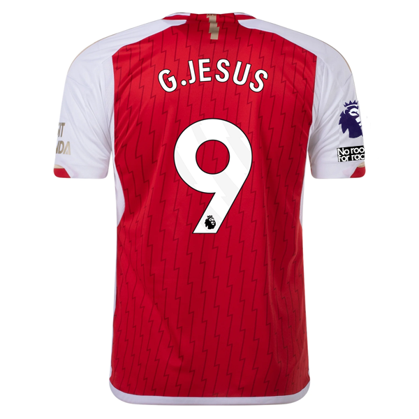Image of adidas Arsenal Gabriel Jesus Home Jersey 23/24 w/ EPL + No Room for Racism     P