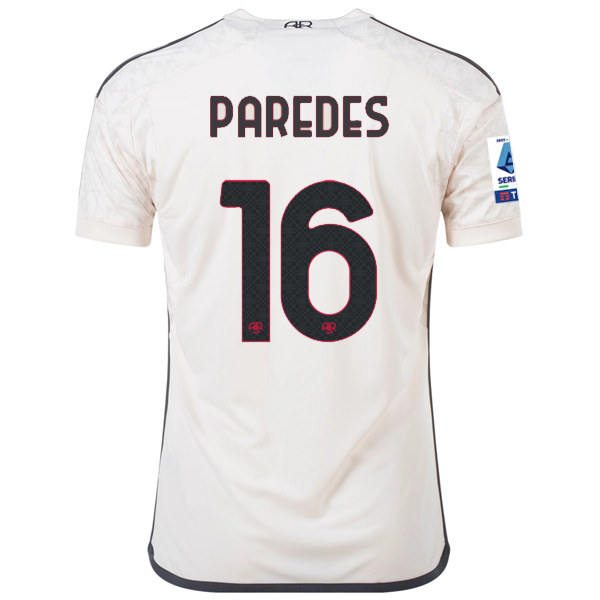 قميص adidas AS Roma Leandro Paredes Away مع رقعة الدوري الإيطالي رقم 23/24 (بيج)