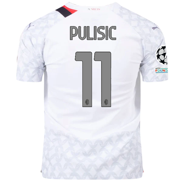 Puma AC Milan Authentic Christian Pulisic Away Jersey w/ Champions League Patche
