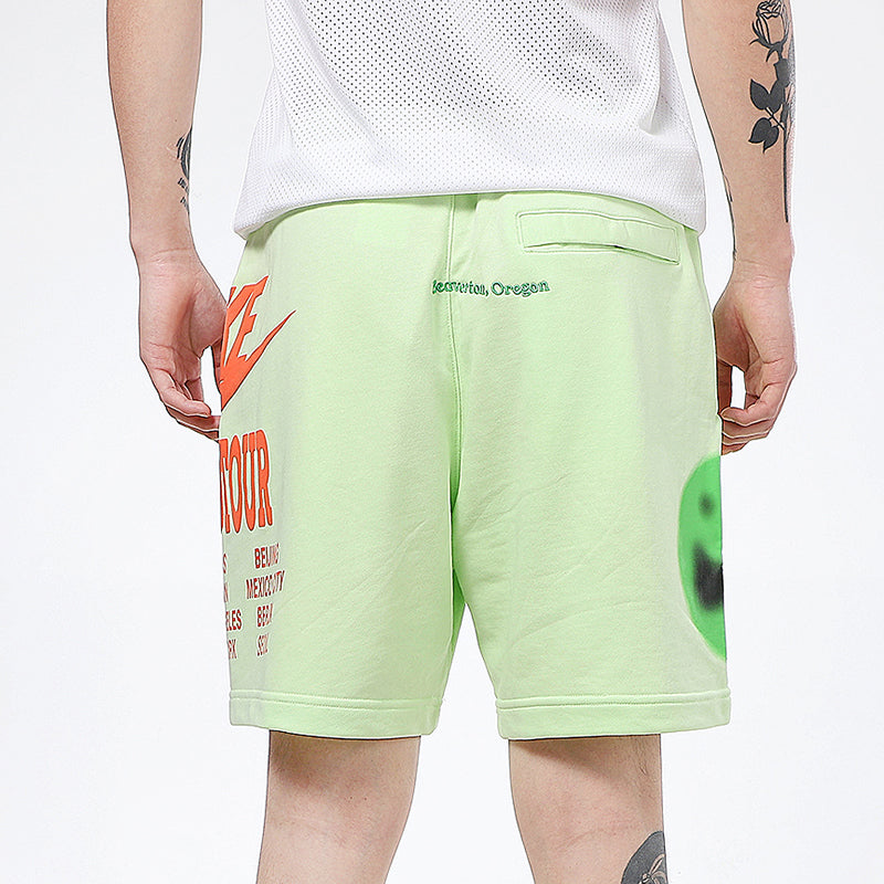 Image of Nike Nsw Ft Short Wtour Large Logo Printing Knit Sports Shorts Green DA0646-383