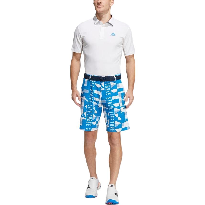 Image of adidas Pattern Printing Straight Shorts Japanese Version Men's Blue HA3287