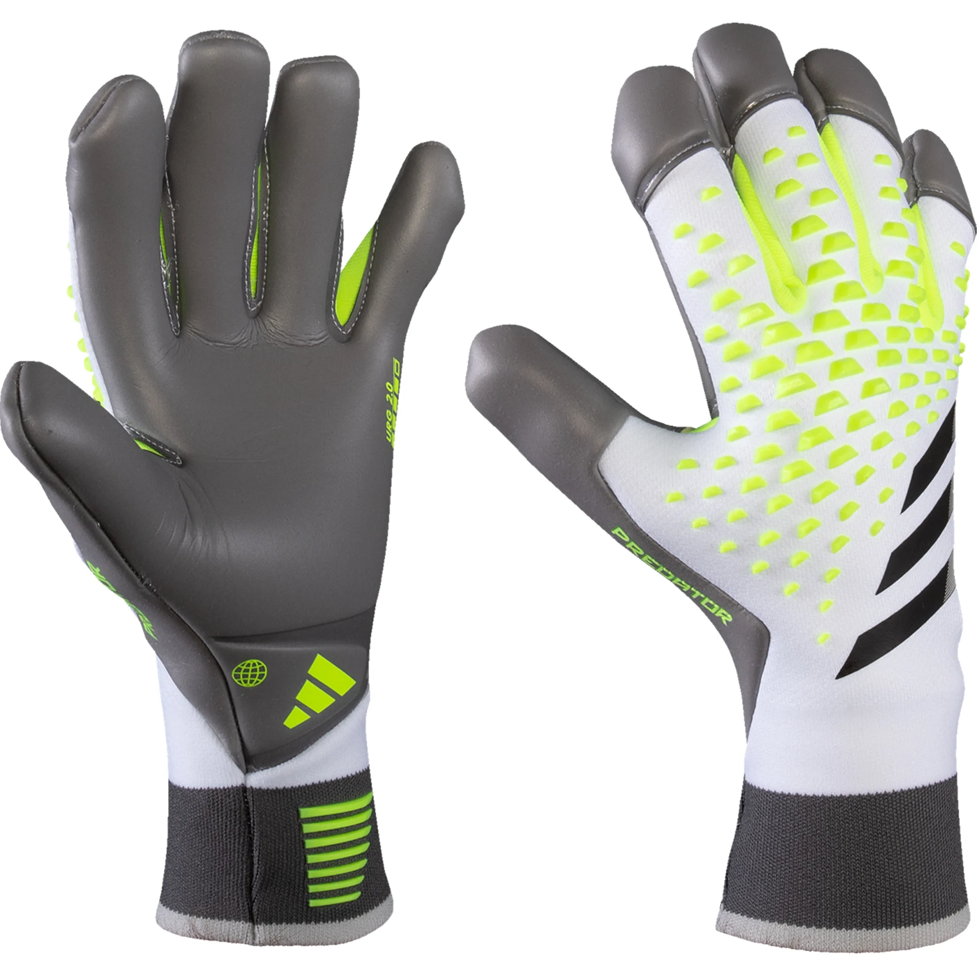 Image of Adidas Predator Pro Hybrid Goalkeeper Glove (White/Lucid Lemon)