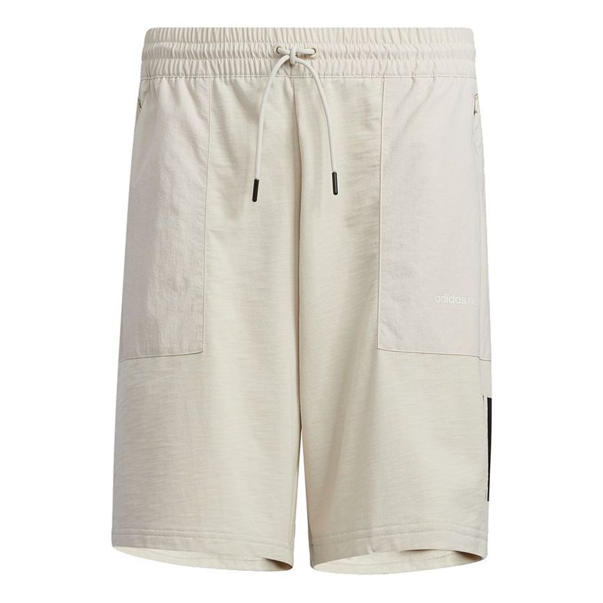 adidas neo M Sw Knit Ut Sh Big Pocket Stripe Loose Sports Shorts Creamy White H4