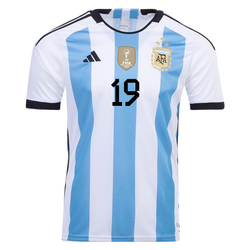 Image of adidas Argentina Nicolas Otamendi Three Star Home Jersey w/ World Cup Champion P