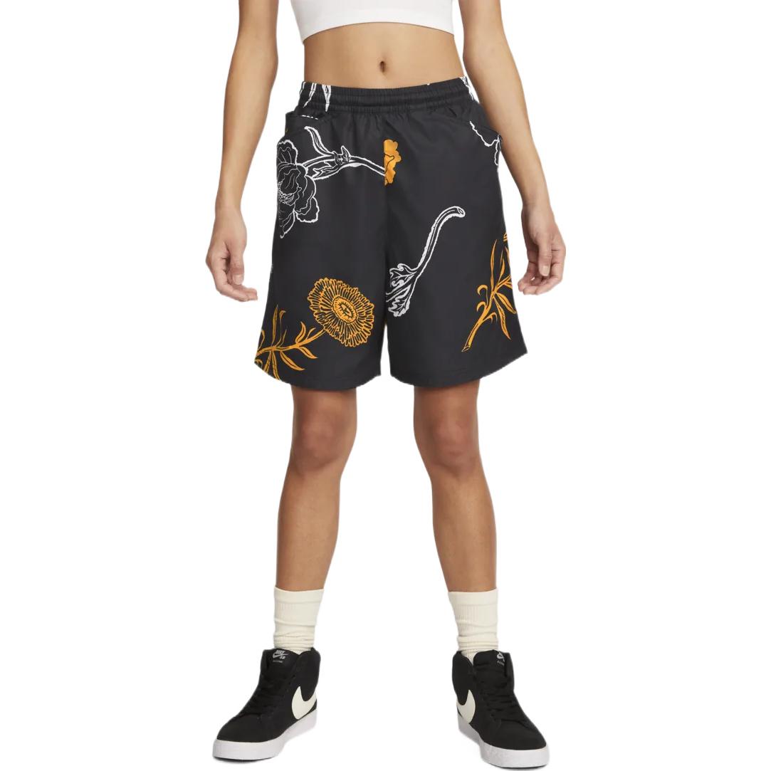 Nike Flowers Printing Full Print Straight Casual Shorts Unisex Black DH2953-010