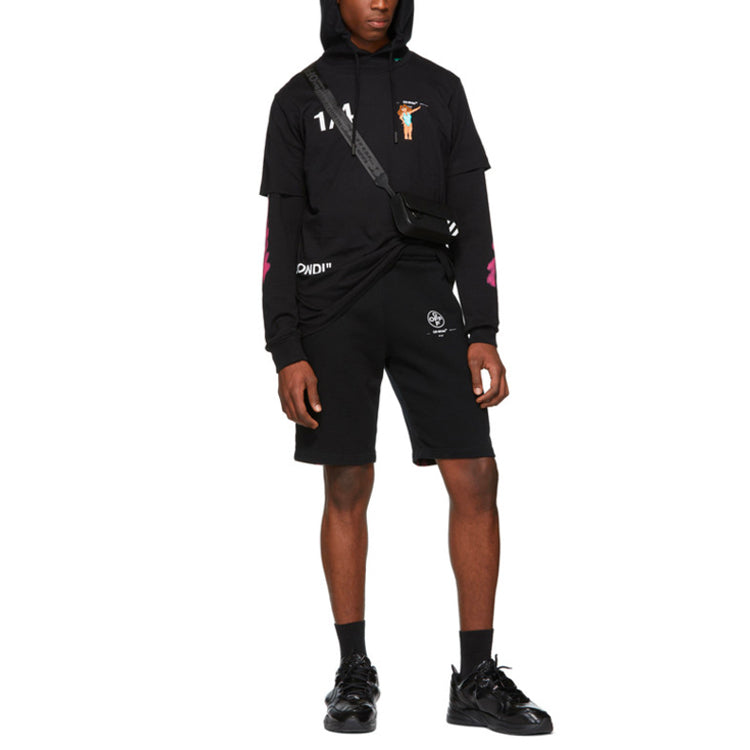 Image of Off-White C/O Virgil Abloh Men'S Black Diag Stencil Sweatshorts OMCI006R19003015