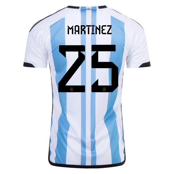Image of adidas Argentina Lisandro Martinez Three Star Home Jersey w/ World Cup Champion