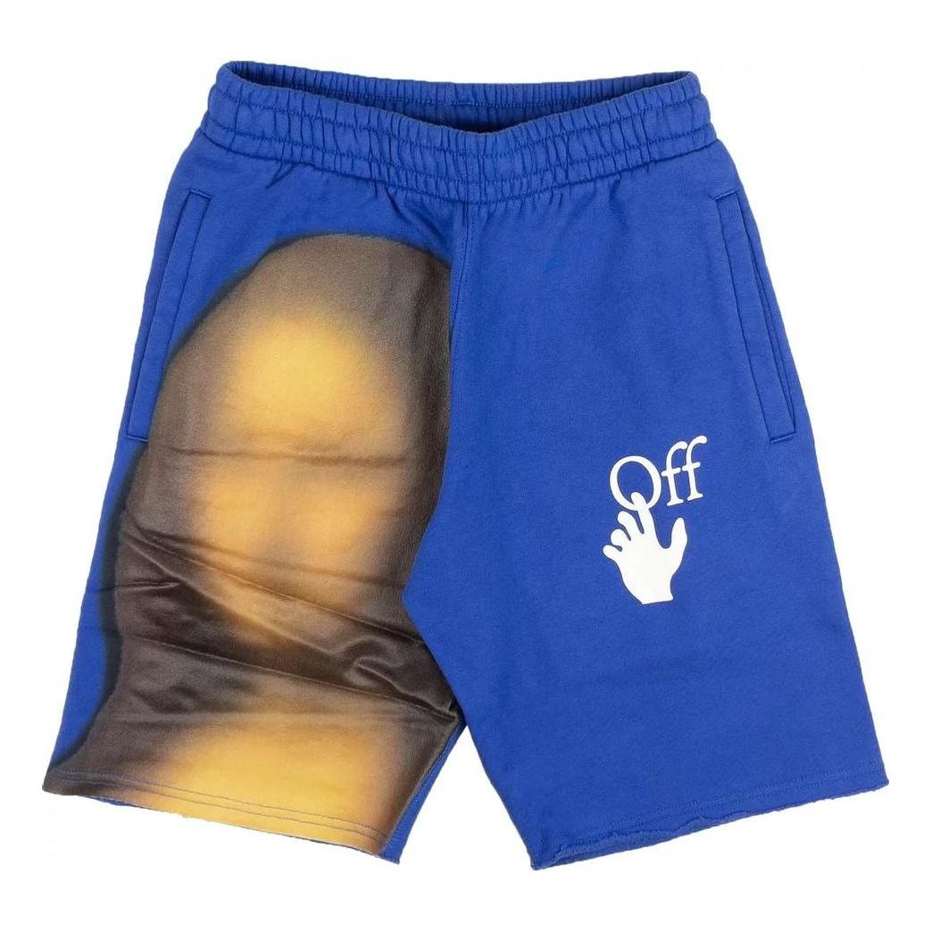 Image of Off-White Blurred Monalisa Sweatshorts 'Blue' OMCI006F20FLE0064545