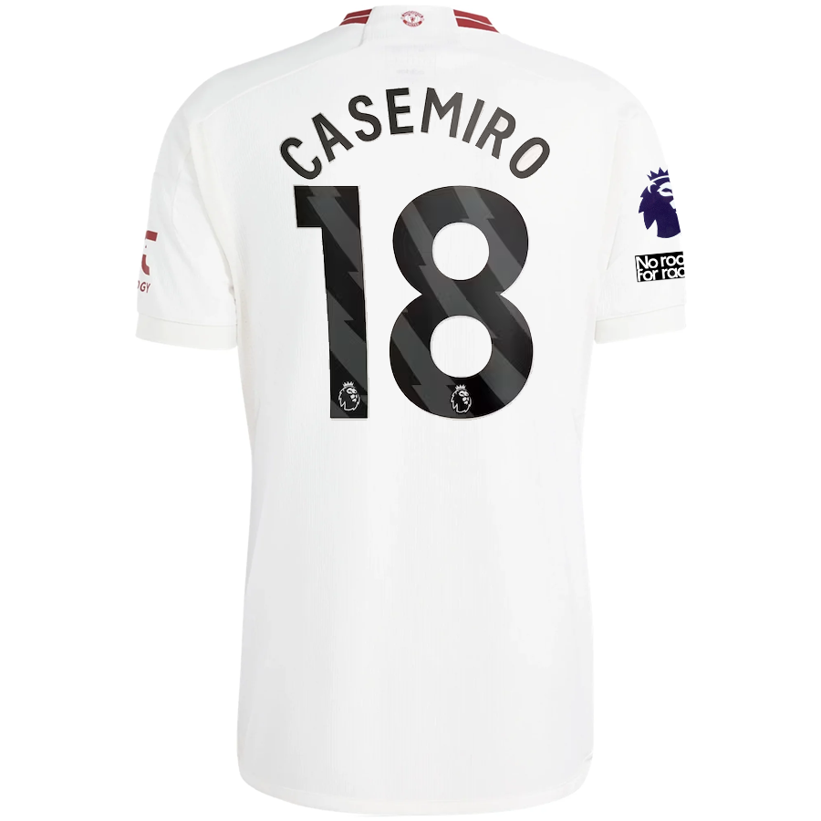 Image of adidas Manchester United Casemiro Third Jersey w/ EPL + No Room For Racism Patch