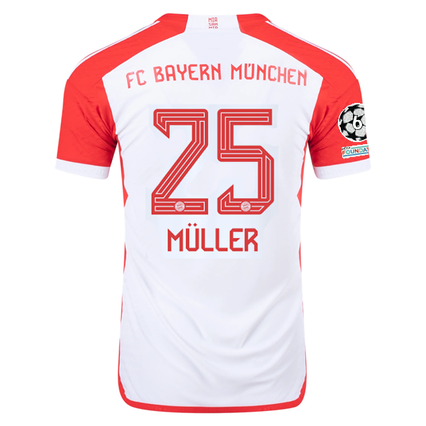 Image of adidas Bayern Munich Authentic Thomas Müller Home Jersey w/ Champions League Pat