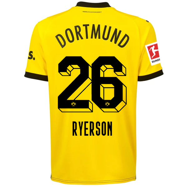 Puma Borussia Dortmund Ryerson Home Jersey w/ Bundesliga Patch 23/24 (Cyber Yell