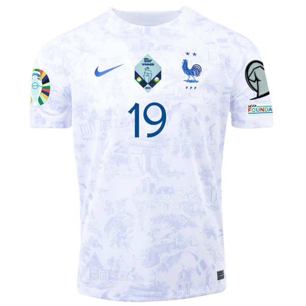 Nike France Karim Benzema Away Jersey w/ Nations League Champion Patch + Euro Qu