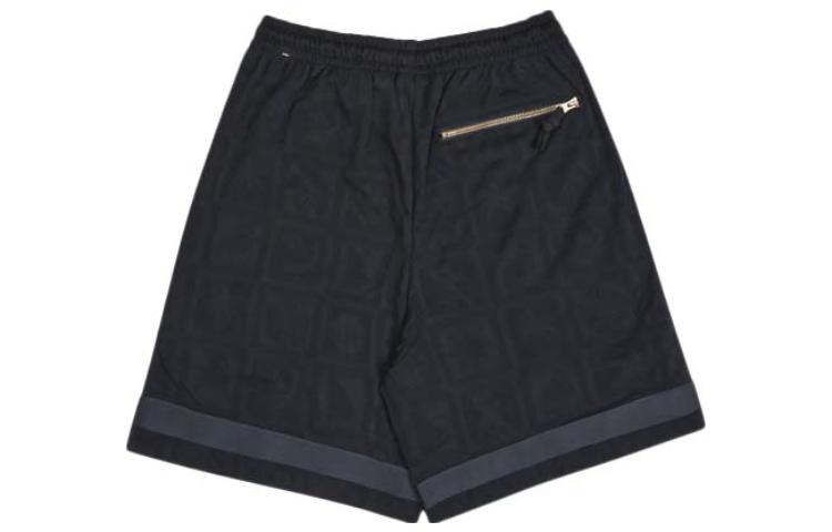 Image of Men's Nike SS22 Solid Color Metallic Zipper Elastic Waistband Lacing Black Short