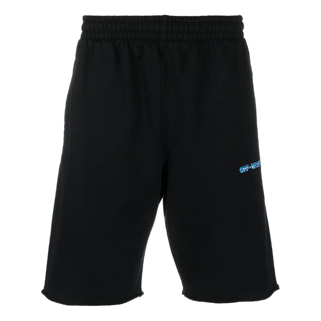 Image of Men's OFF-WHITE SS22 Logo Arrow Printing Casual Straight Shorts Loose Fit Black