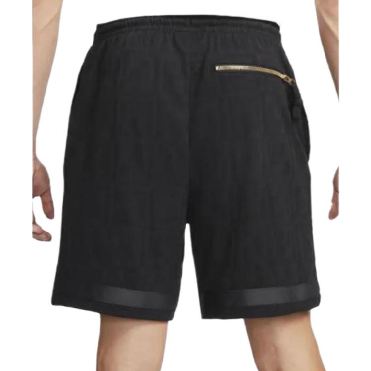 Men's Nike SS22 Solid Color Metallic Zipper Elastic Waistband Lacing Black Short