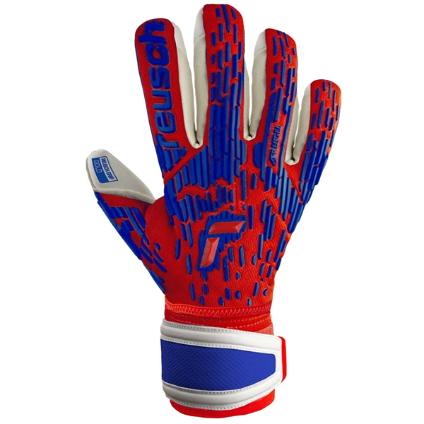 Image of Reusch Attrakt Freegel Gold Finger Support Goalkeeper Gloves (Red/Deep Blue)