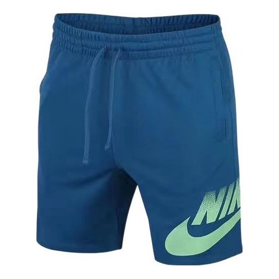 Image of Men's Nike Solid Color Logo Printing Lacing Straight Shorts Blue 829532-457