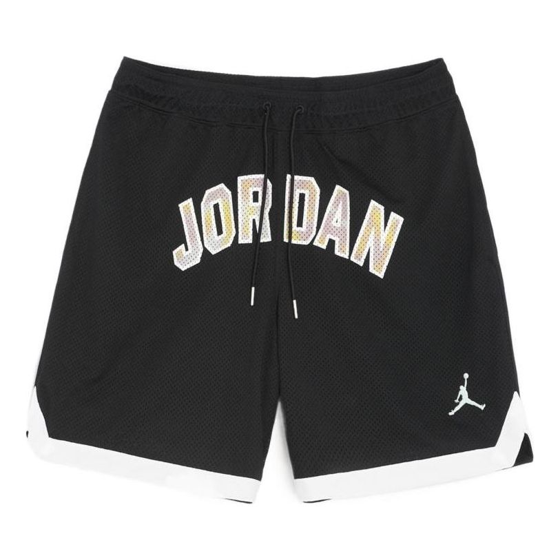 Image of Men's Air Jordan Sport DNA Printing Logo Lacing Mesh Breathable Shorts Black DM1