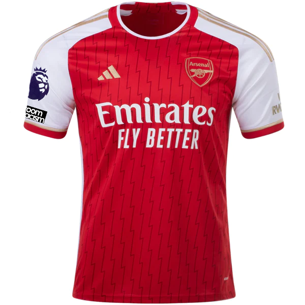 Image of adidas Arsenal Gabriel Magalhães Home Jersey 23/24 w/ EPL + No Room For Racism P