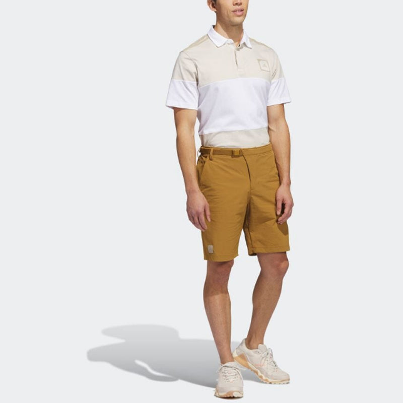 Image of adidas Solid Color Lacing Straight Casual Shorts Men's Green Copper HS3201