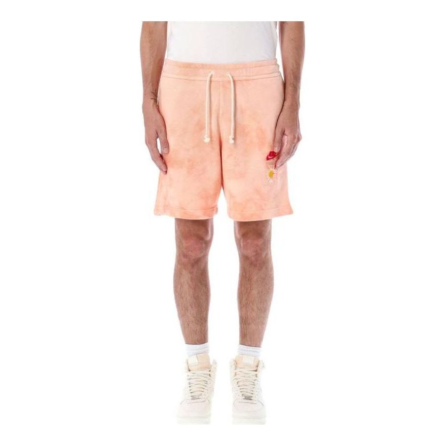 Men's Nike Logo Tie Dye Straight Drawstring Casual Shorts Pink DM5016-693