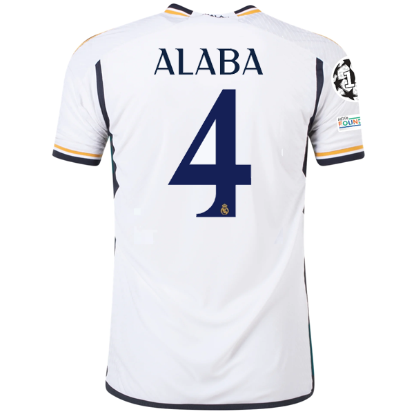 Image of adidas Real Madrid Authentic David Alaba Home Jersey w/ Champions League + Club