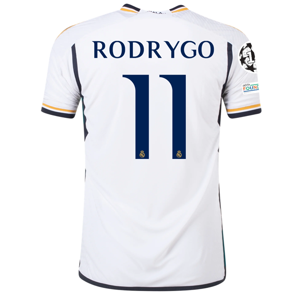 Image of adidas Real Madrid Authentic Rodrygo Home Jersey w/ Champions League + Club Worl