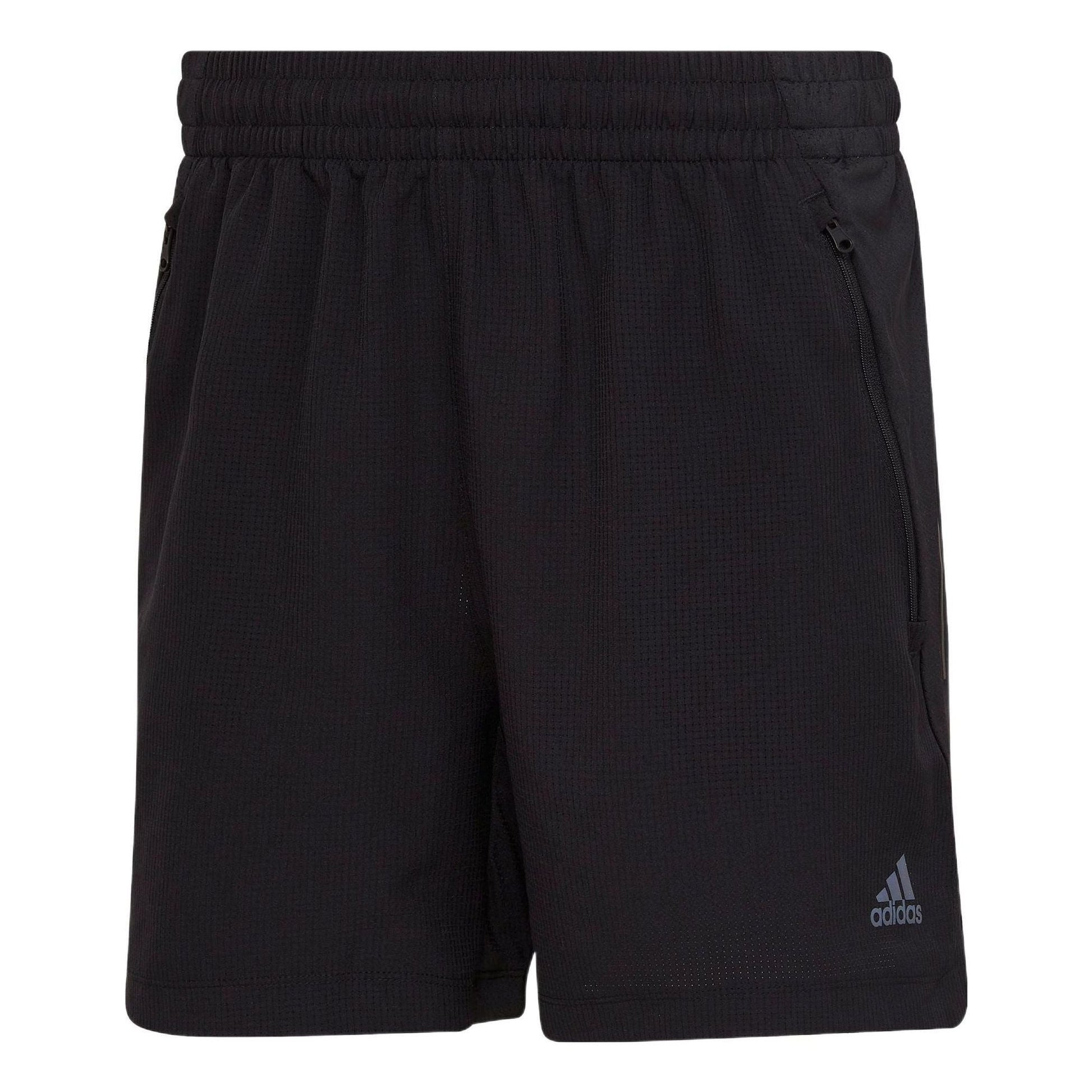Men's adidas Solid Color Logo Printing Elastic Waistband Gym Shorts Black HD3557